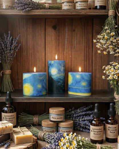 Velas decoupage Van Gogh